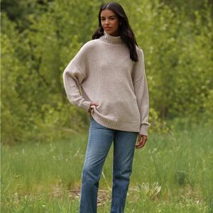 Jenni Kayne Cashmere Porter Turtleneck in Oat Marl size XS